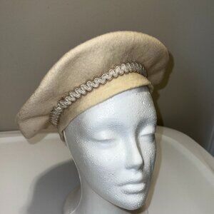 Betmar New York Cream colored embellished beret